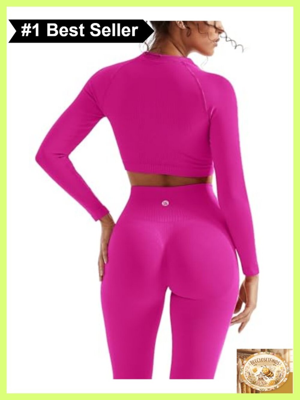 Women Seamless Ribbed Workout Set Scrunch Leggings Crop Top